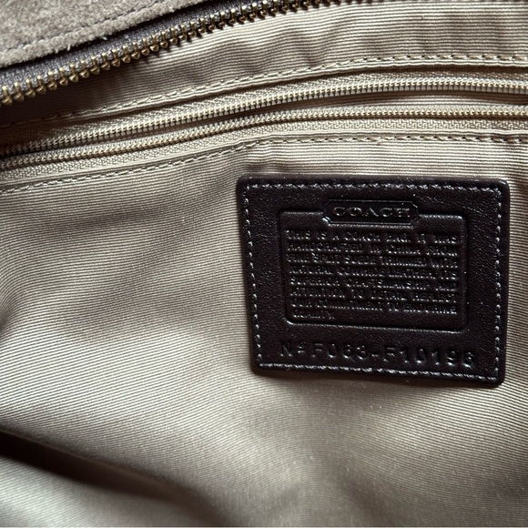 Coach Carly Taupe Brown suede and leather tote. - Picture 11 of 13